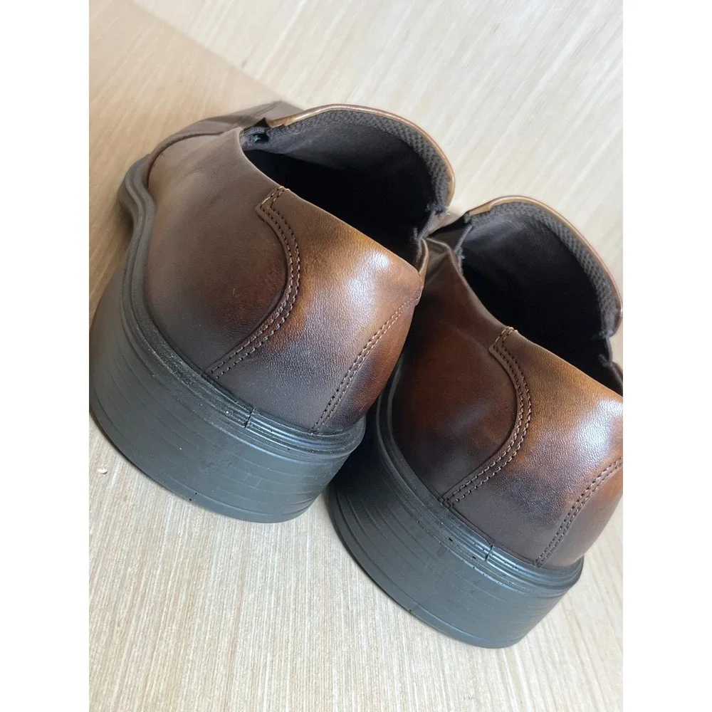 ECCO Brown Leather Slip On Loafers Dress Sophisticated Shoes EU 44 US 10-10.5